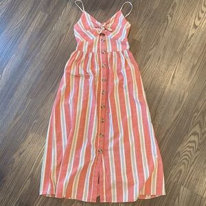 Japna Striped Key Hole Dress